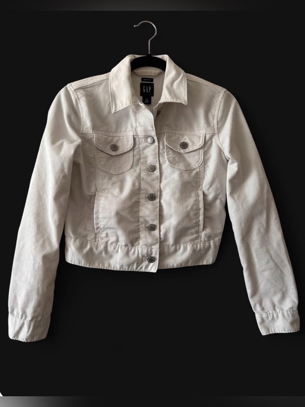 GAP Women's White Denim Jacket - Button Front Cropped Style